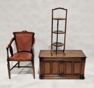 Late 19th/early 20th century mahogany armchair with upholstered seat and back, pierced splat arm