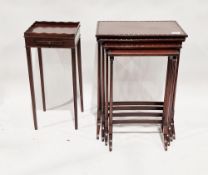 Mahogany quartetto nest of tables, each of rectangular form with beaded border, largest 70cm high
