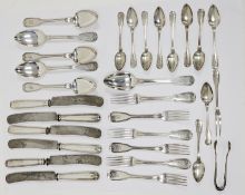 Part suite of German 800 standard fiddle and thread flatware comprising six tablespoons, six table