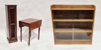 20th century oak display cabinet, three-tier, each shelf with two sliding glass doors, 92cm high x