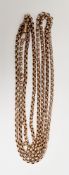 Antique 9ct rose gold guard chain, faceted belcher link, 44g approx.