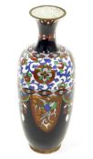 Japanese cloisonne vase, Meiji period (1868-1912), early 20th century, decorated with lappet-