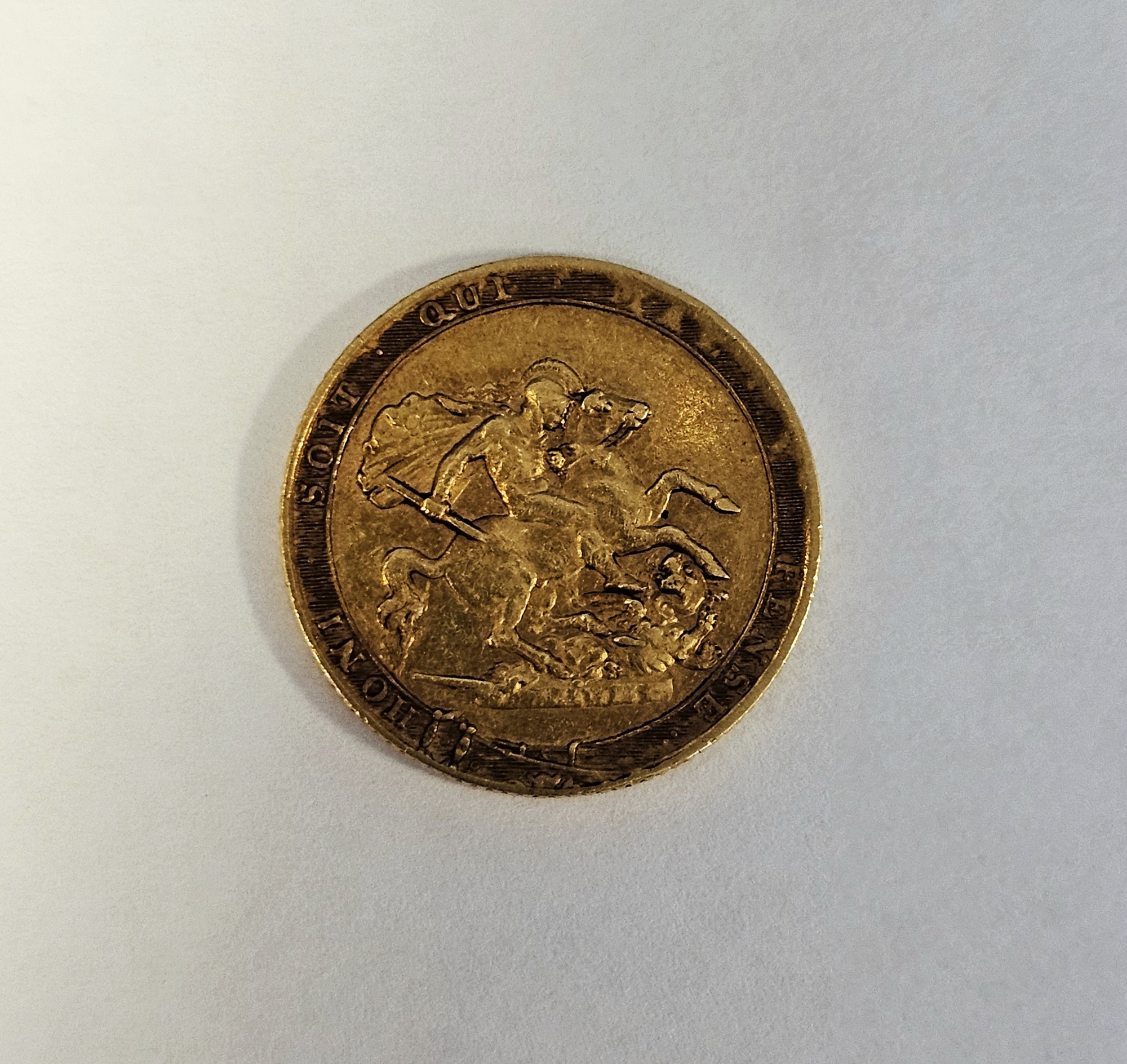 George III (1760-1820) sovereign, 1820, head right, date below, closed 2 rev St George and dragon