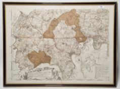 Old engraved map, Middlesex, North of the River Thames, to include Sunbury, Hounslow, Teddington,