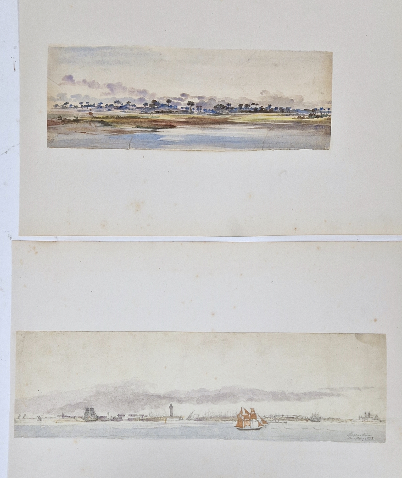Watercolour drawings - collection Attrib. A H. Walter " A Passage from India to England 1873" - Image 5 of 26