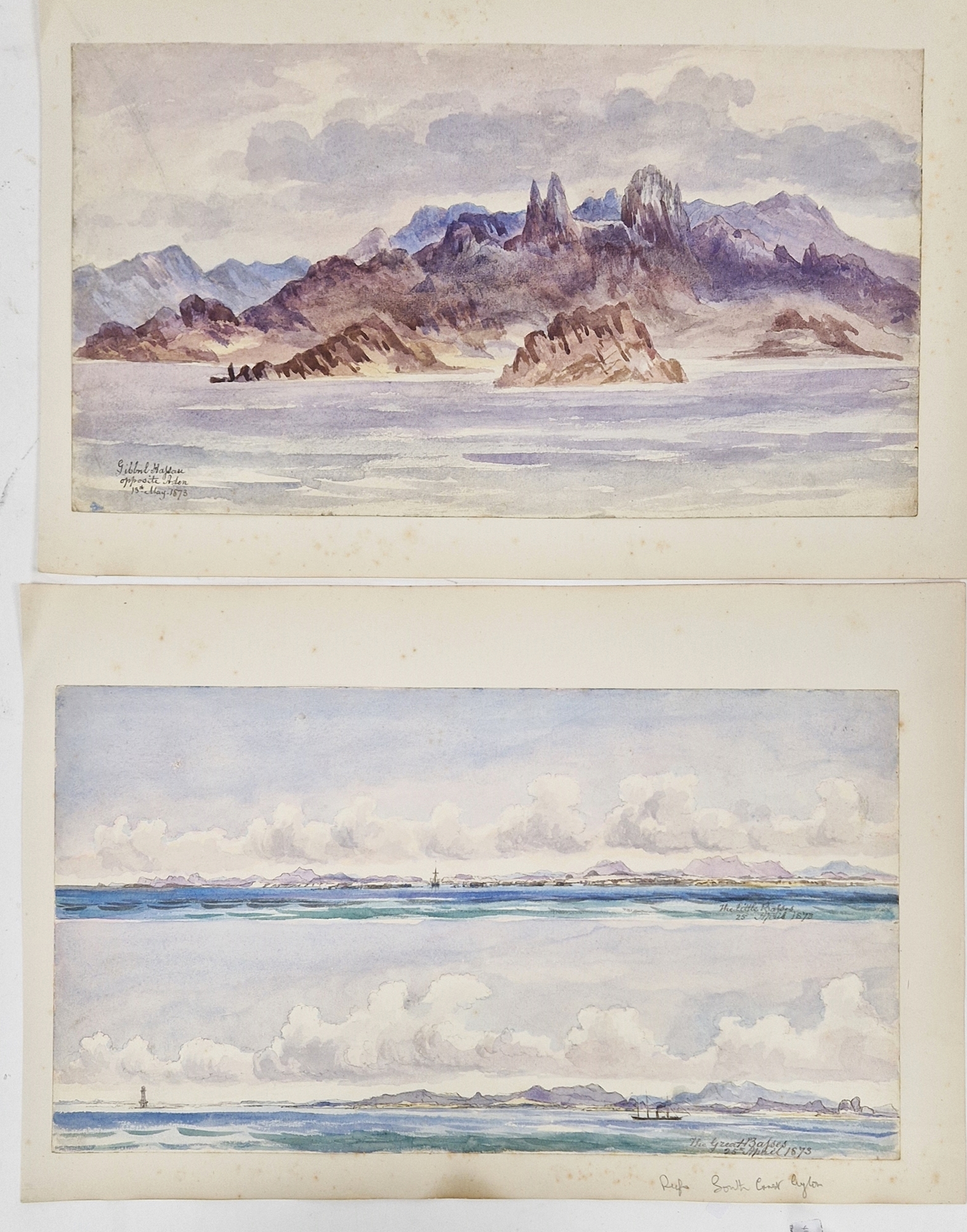 Watercolour drawings - collection Attrib. A H. Walter " A Passage from India to England 1873" - Image 26 of 26