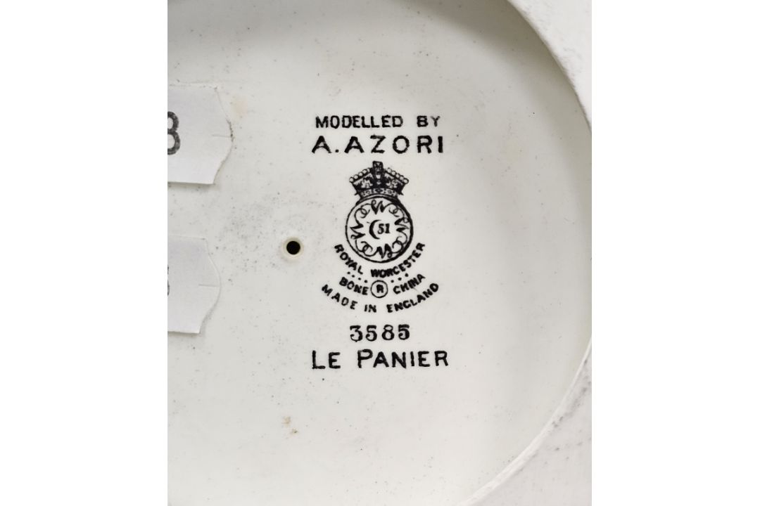 Royal Worcester model of Le Panier by A Azori, mid 20th century, printed black marks, shape no.3585, - Image 3 of 3