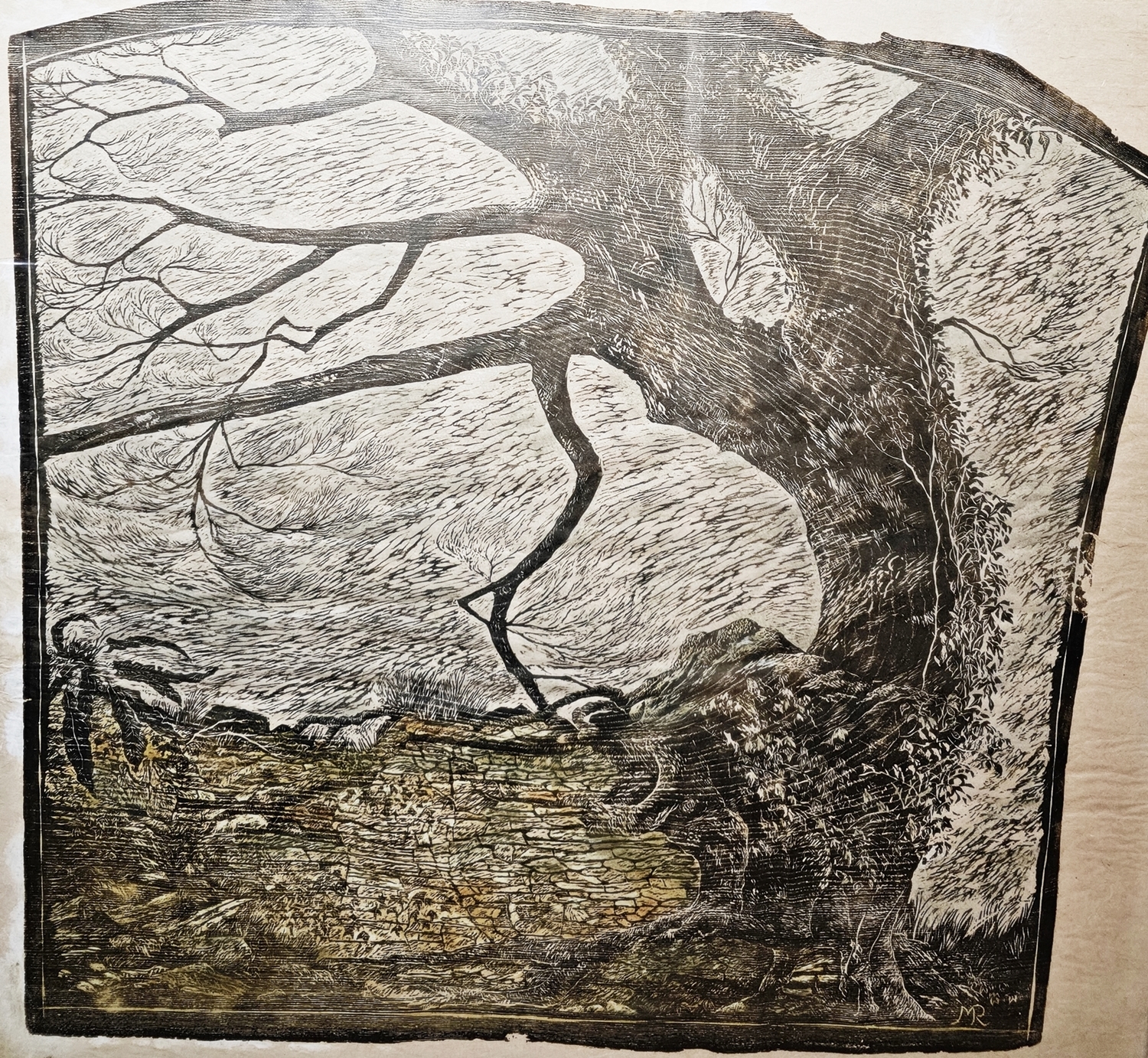 Maxine Relton (20th century) Multi block colour woodcut on handmade Japanese paper "They Bear the