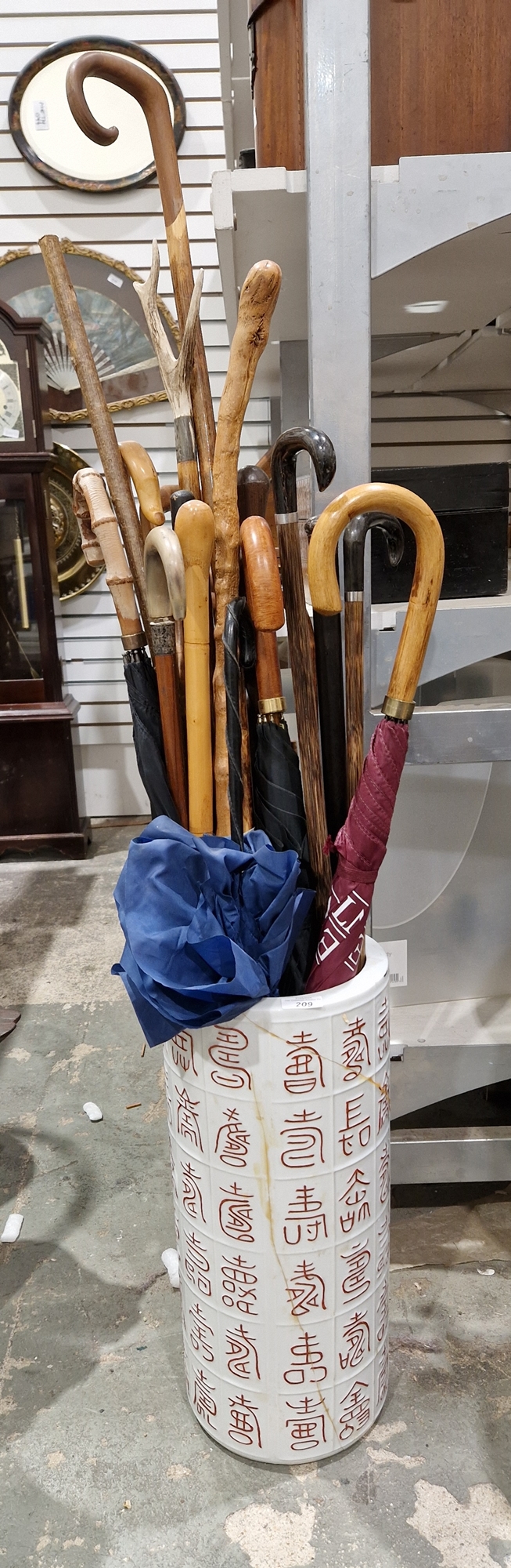 Large collection of umbrellas and walking canes including antler and horn-handled examples, - Image 2 of 2