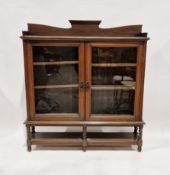 Late 19th/early 20th century stained oak glazed bookcase, the two doors opening to reveal two