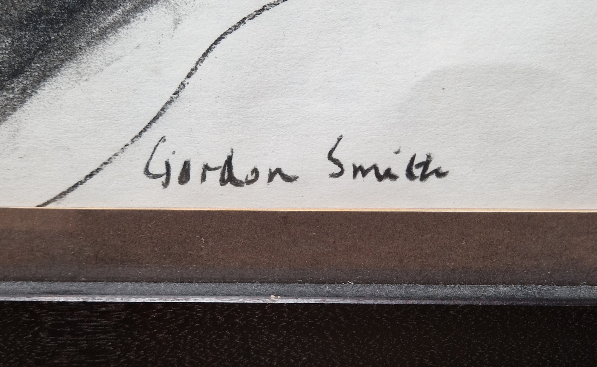 Gordon Smith (20th century) Charcoal and wash drawing  Study of a female nude reclining, en - Image 3 of 3