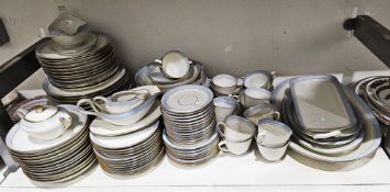 Copenhagen porcelain (KPM) blue and gilt bordered part dinner service, 20th century,  printed