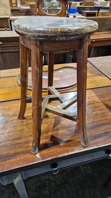 Early 20th century Chinese stool, the circular top raised on four splayed legs joined by - Image 3 of 8