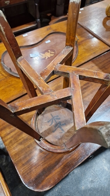 Early 20th century Chinese stool, the circular top raised on four splayed legs joined by - Image 7 of 8