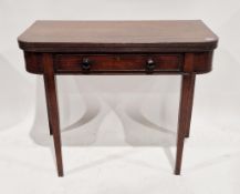 Early 19th century rectangular folding afternoon tea table, the reeded top above frieze drawer