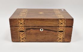Victorian walnutwood and parquetry inlaid writing slope, fitted interior, 30cm wide