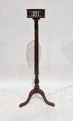 Victorian mahogany jardiniere/torchere stand with galleried octagonal top, on tripod base, 116cm