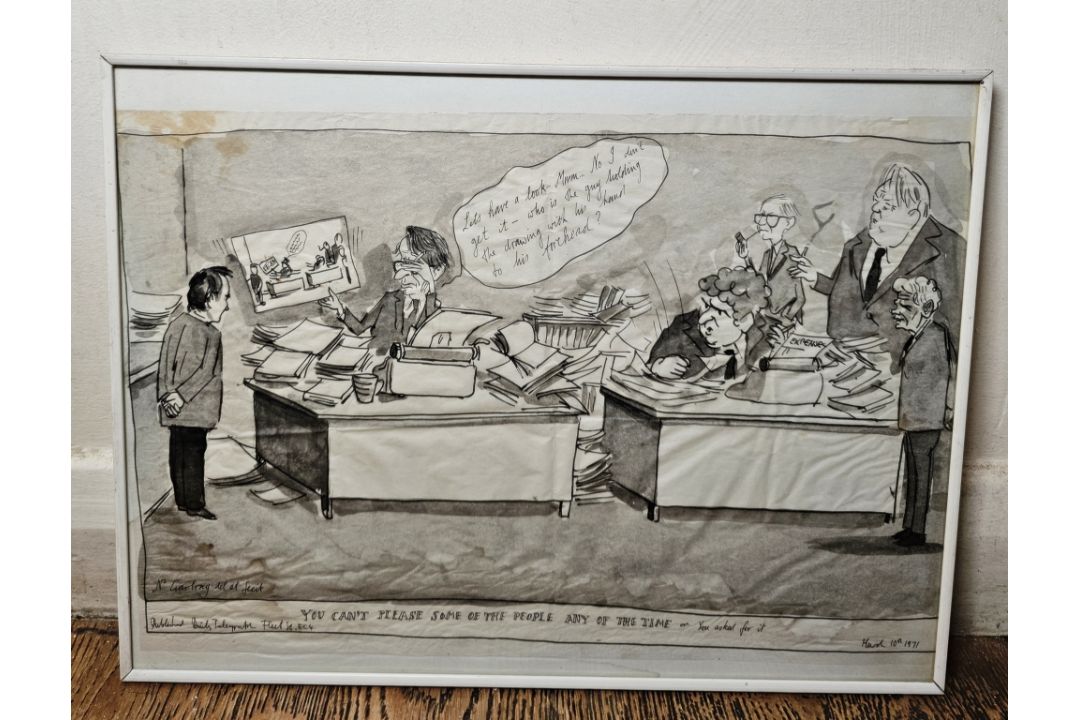Nicholas Garland (20th century) Pen and ink wash "You Can't Please Some of the People Any of the - Image 2 of 8