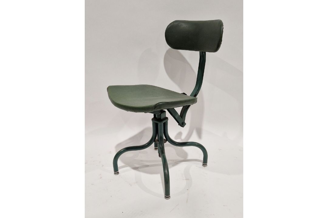 20th century industrialist bu-al machinist's swivel chair on four tubular metal legs, 75cm high - Image 1 of 2