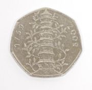 Elizabeth II 2009 Kew Gardens 50p coin, circulated