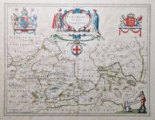 Johannes Blaeu (1599-1673), Bercheria vernacule Barkshire, hand-coloured engraved map, circa 1645,