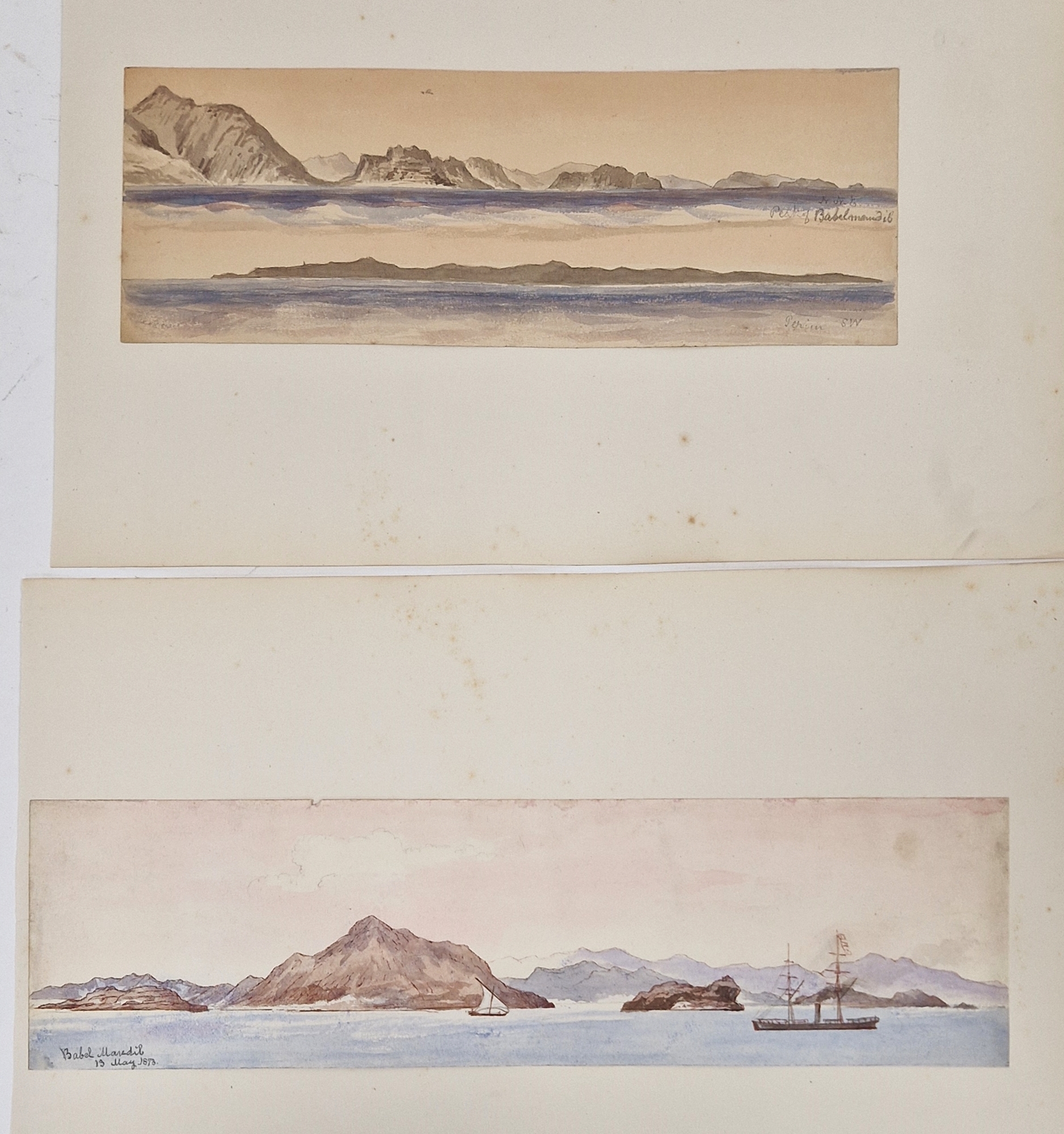 Watercolour drawings - collection Attrib. A H. Walter " A Passage from India to England 1873" - Image 11 of 26