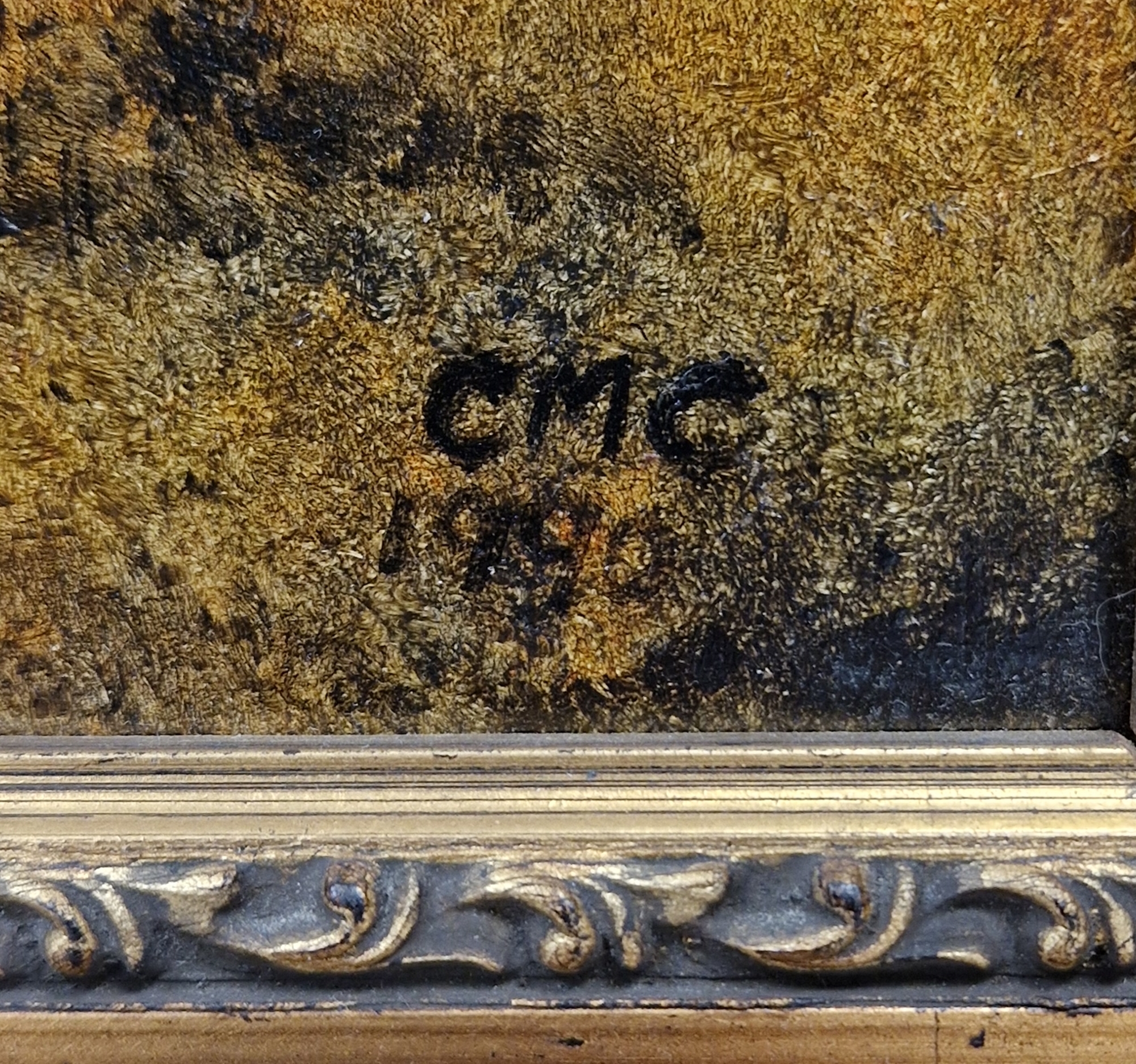 CMC Oil on panel Rural landscape with three sheep in foreground, initialled lower right and dated - Image 3 of 6
