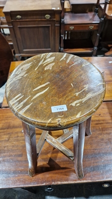 Early 20th century Chinese stool, the circular top raised on four splayed legs joined by - Image 2 of 8
