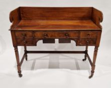 19th century mahogany washstand with gallery and hinged top, inset with apertures for washing basins
