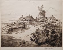 Robert H. Smith Etching Rural scene with windmill and dwelling, signed in pencil within margin,