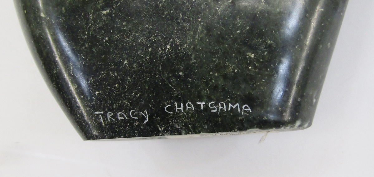 Tracy Chatsama (African) green soapstone bird, 13cm high x 14cm wide - Image 4 of 5