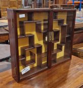 20th century Chinese-style glazed collector's cabinet, the brass-mounted hinged glazed double