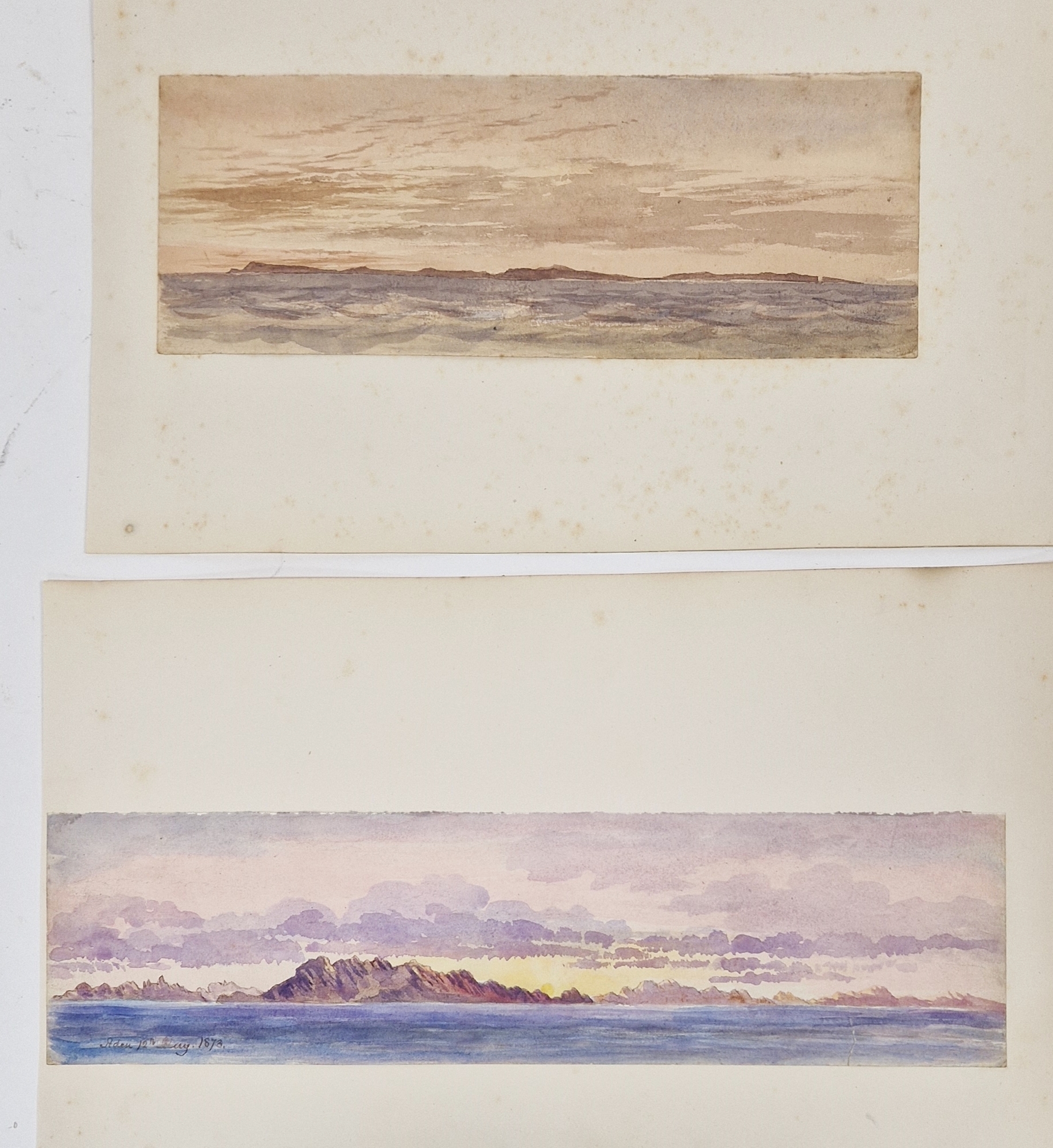 Watercolour drawings - collection Attrib. A H. Walter " A Passage from India to England 1873" - Image 7 of 26
