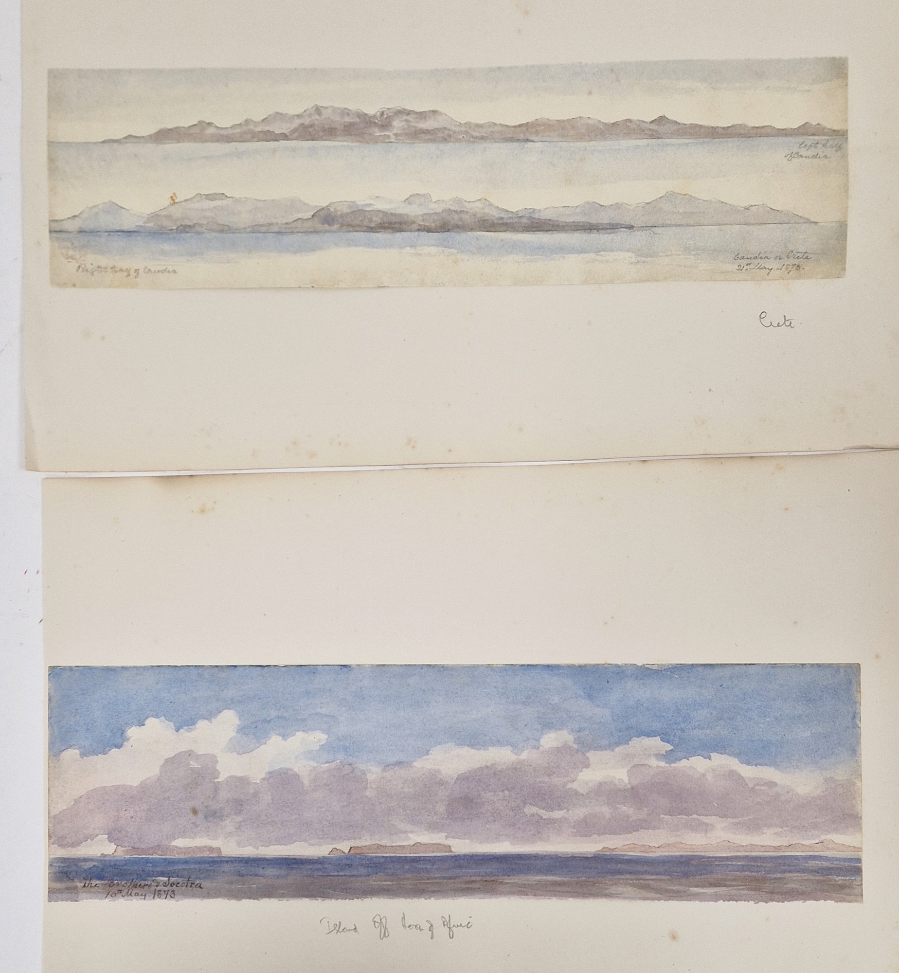 Watercolour drawings - collection Attrib. A H. Walter " A Passage from India to England 1873" - Image 10 of 26