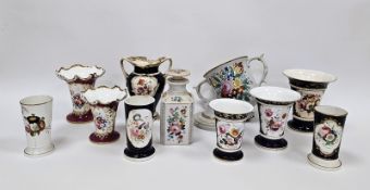 Collection of 19th century English porcelain vases, a pearlware two-handled named loving cup named