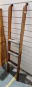 Great Western Railways sleeper cabin stained wood ladder with original carpet covered three-tread
