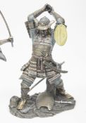 Group of seven Juliana Collection Bronze Art Gallery bronzed resisn figures of Samurai, each with