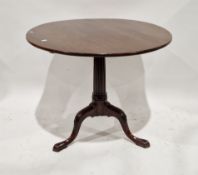 19th century mahogany snap top tripod occasional table, circular, on fluted column and the ogee