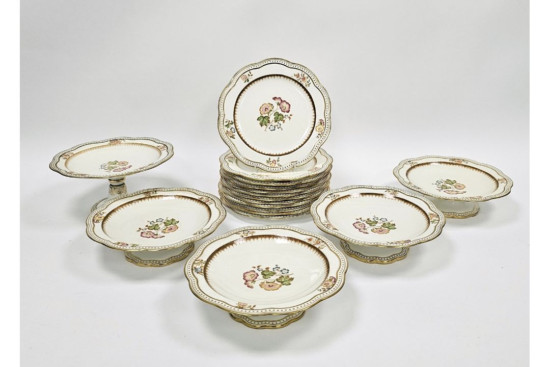 Wedgwood bone china part dessert service, late 19th century, printed black and impressed marks, - Image 4 of 6