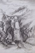 Various monochrome/watercolour/ink drawings - all mounted to include: E. Moor c 1830, pen an id