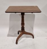 19th century mahogany rectangular section tilt-top tripod occasional table, the reeded rectangular
