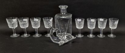 Baccarat Cognac 'J&F Martell' decanter of square canted tapering form, a Villeroy & Boch glass model