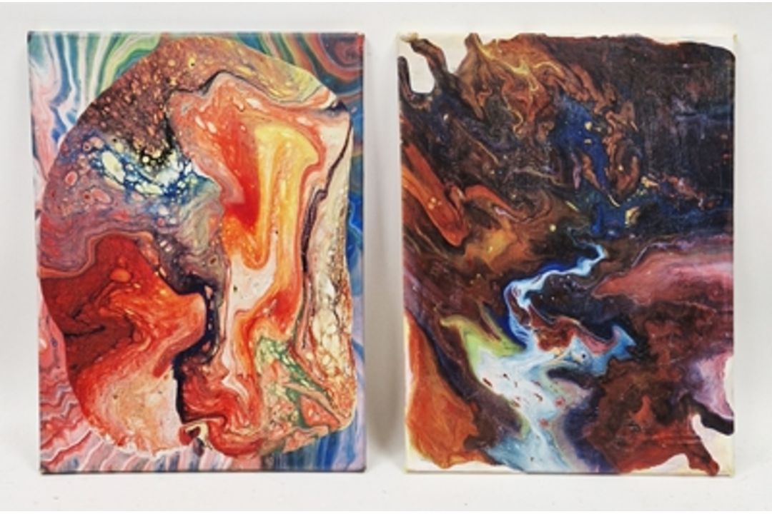 Rose Feller (b.1975)  Pair, oils on canvas "St James Church, Gloucester", abstract studies, - Image 2 of 2