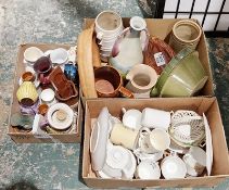 Quantity of ceramics to include plates, planters, olive oil jug, etc (3 boxes)