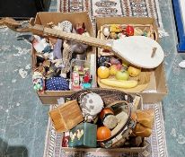 Small collection of vintage French terracotta figurines, a Thai-style puppet, a small collection