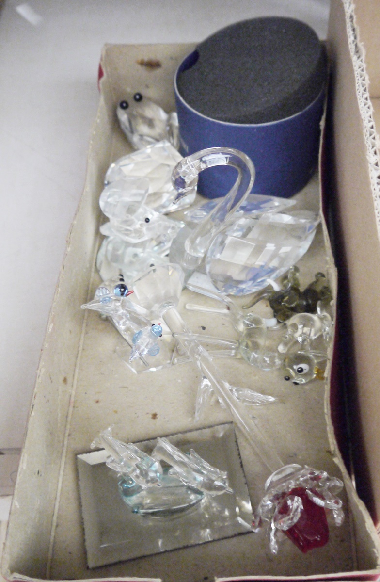 Group of Swarovski crystal animals and other items similar, including: a swan, an elephant, a - Image 2 of 2