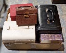Small collection of jewellery boxes to include a black leather example by Antler