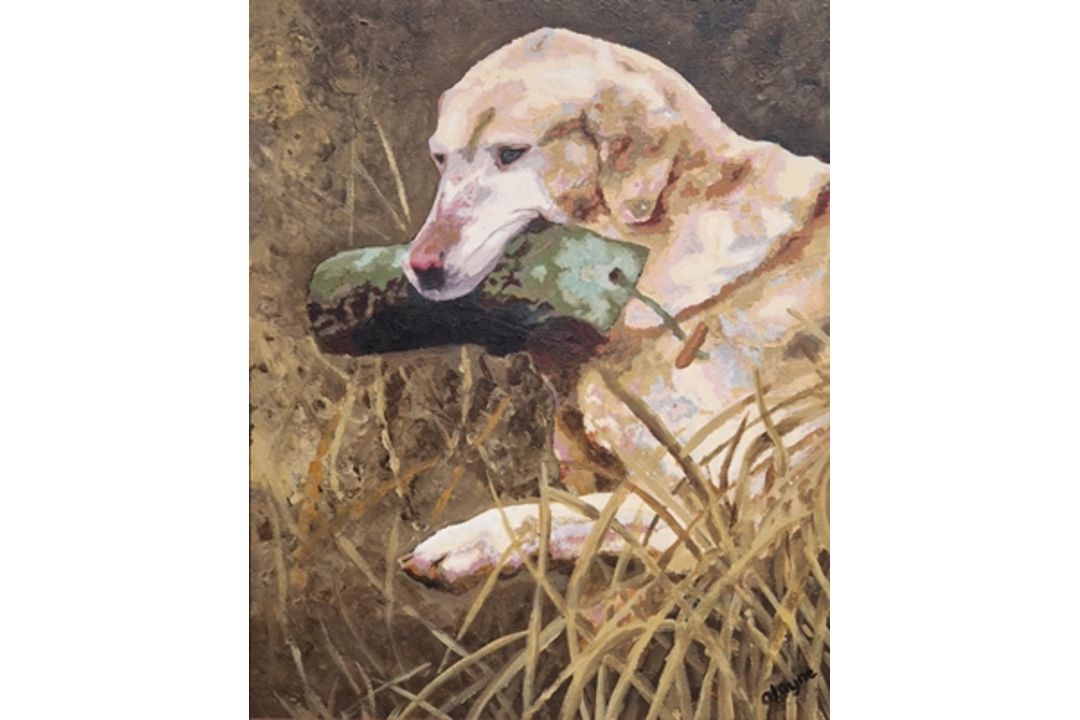 Ella Moulding Triple Dog portrait with Labrador  and two Dachshunds Pastel on paper, framed and - Image 1 of 6