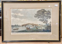 C Stirling A pair, View of the Thames, near Chertsey and Chertsey Bridge Wharf Print on paper,