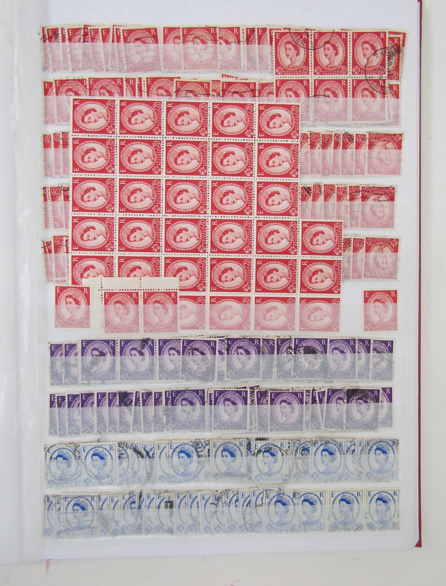 GB stamps: Red stock-book of mint and used Wilding definitives from 1953 onwards with different